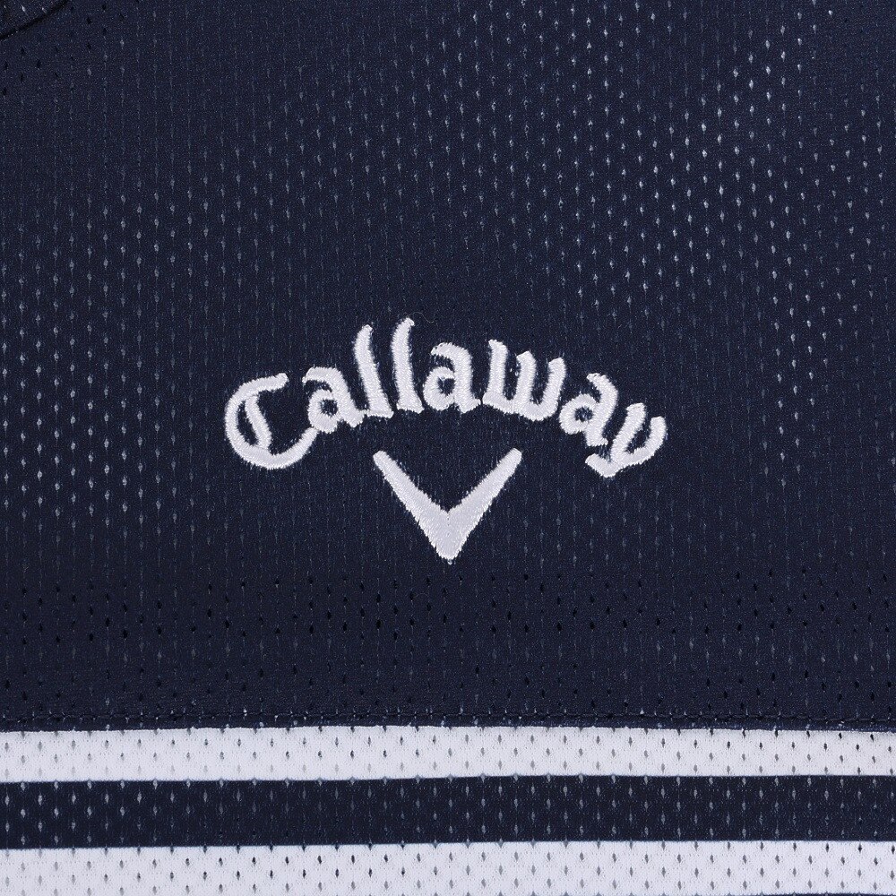 キャロウェイ（CALLAWAY）（メンズ）ゴルフウェア モックネックシャツ 半袖 かざあなメッシュ 吸汗 速乾 ボーダープリントメッシュカノコ C23134107-1120★★★