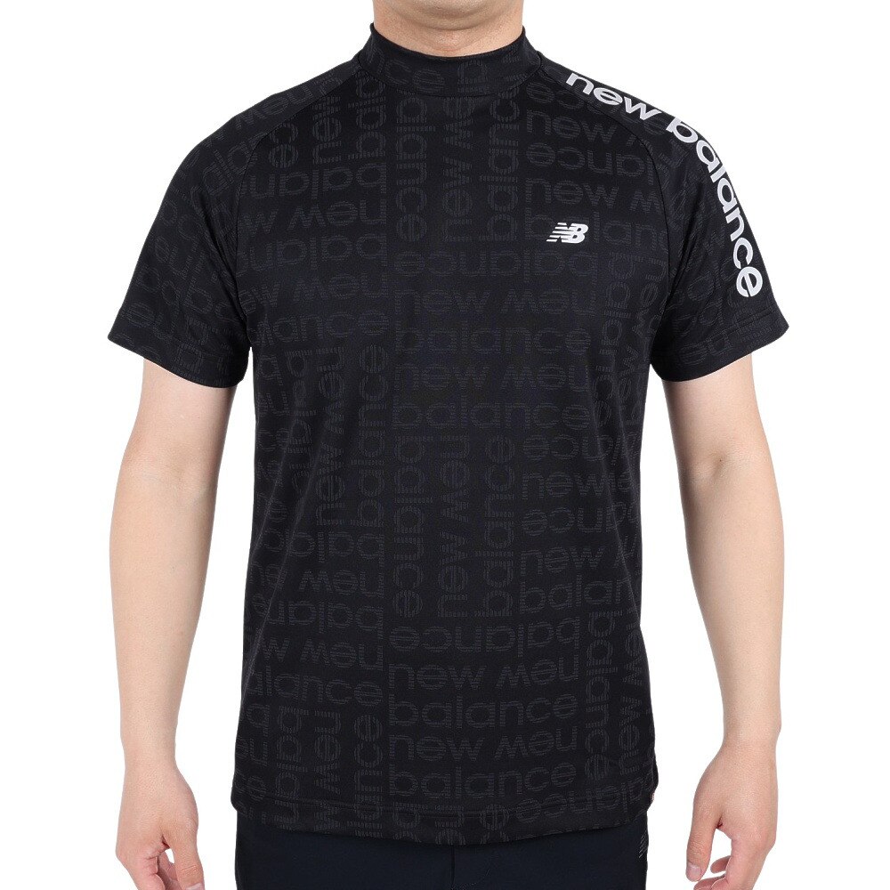 ニューバランス（new balance）（メンズ）ゴルフウェア メンズ ブロックボーダーロゴ 半袖 モックネック プルオーバー 012-3166006-010