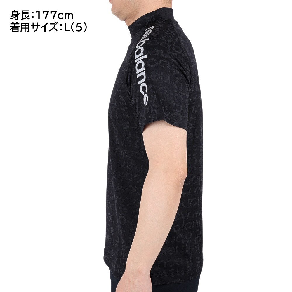 ニューバランス（new balance）（メンズ）ゴルフウェア メンズ ブロックボーダーロゴ 半袖 モックネック プルオーバー 012-3166006-010