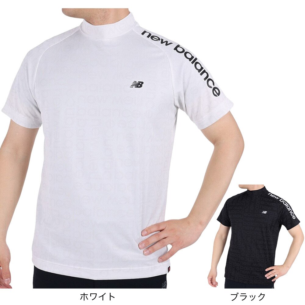 ニューバランス（new balance）（メンズ）ゴルフウェア メンズ ブロックボーダーロゴ 半袖 モックネック プルオーバー 012-3166006-030