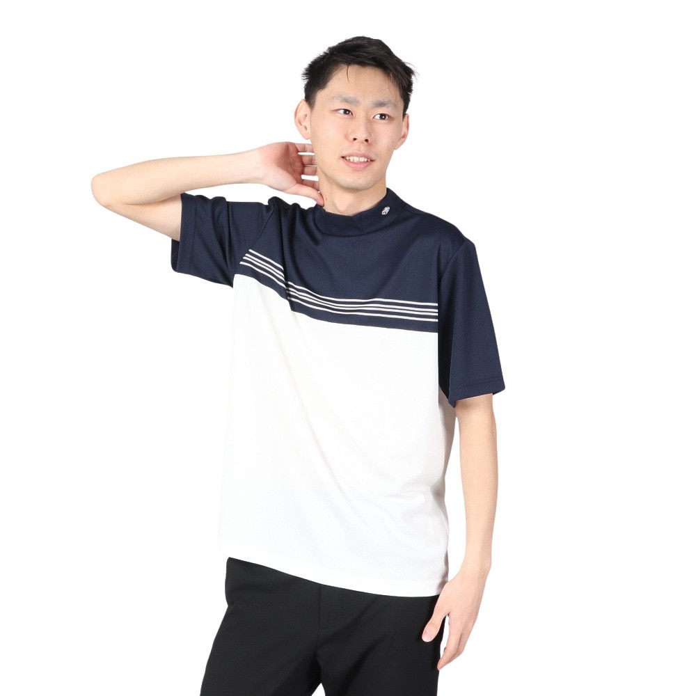 フィドラ（FIDRA）（メンズ）ゴルフウェア 吸汗 速乾 消臭 半袖 モックネックシャツ FD5PTG07 NVY