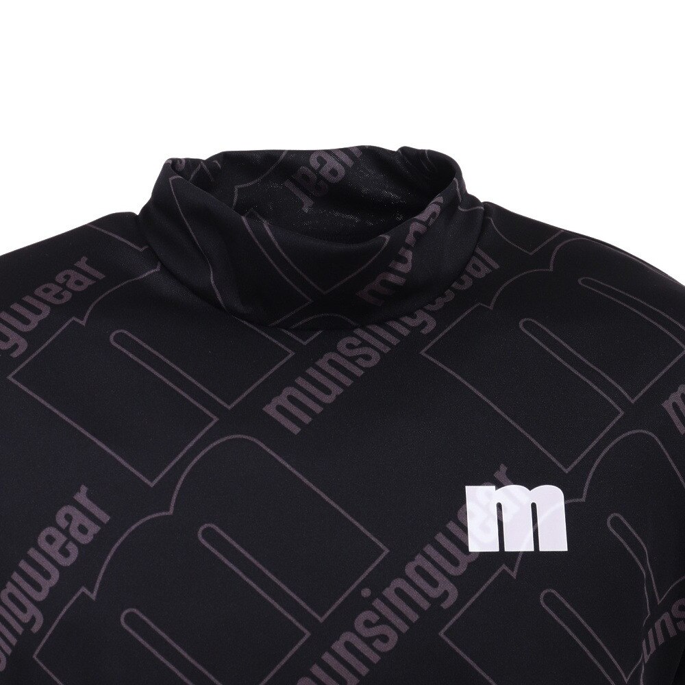マンシングウエア（MUNSING WEAR）（メンズ）ゴルフウェア 半袖 MOTION3D&SUNSCREEN吸汗速乾ストレッチmロゴ総柄プリントモックネック MEMVJA09 BK00