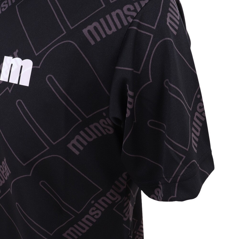 マンシングウエア（MUNSING WEAR）（メンズ）ゴルフウェア 半袖 MOTION3D&SUNSCREEN吸汗速乾ストレッチmロゴ総柄プリントモックネック MEMVJA09 BK00