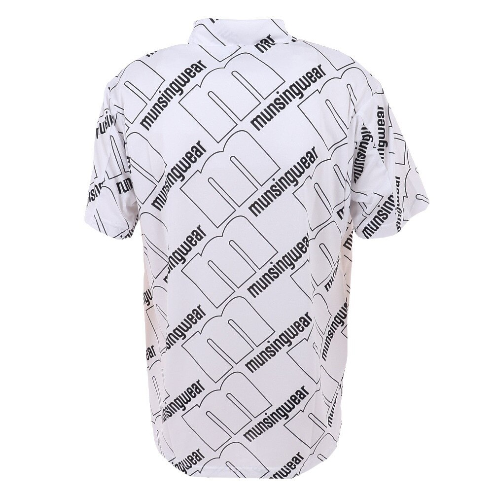 マンシングウエア（MUNSING WEAR）（メンズ）ゴルフウェア 半袖 MOTION3D&SUNSCREEN吸汗速乾ストレッチmロゴ総柄プリントモックネック MEMVJA09 WH00