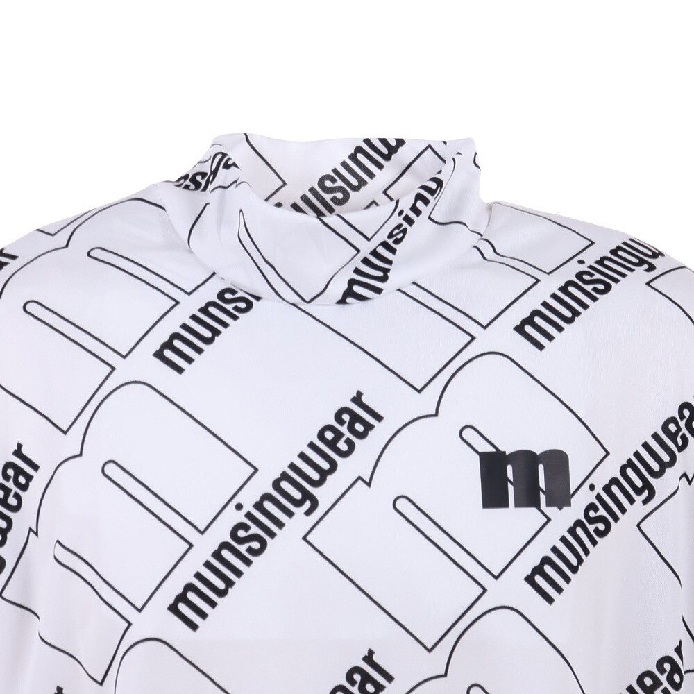 マンシングウエア（MUNSING WEAR）（メンズ）ゴルフウェア 半袖 MOTION3D&SUNSCREEN吸汗速乾ストレッチmロゴ総柄プリントモックネック MEMVJA09 WH00