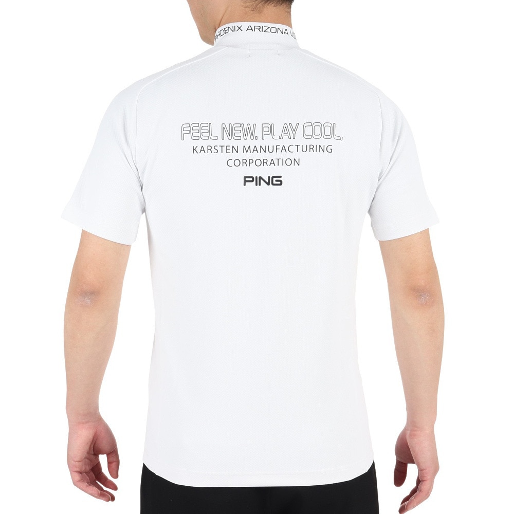 ピン（PING）（メンズ）ゴルフウェア 軽量 半袖 ダイア柄ストレッチメッシュハイネックシャツ 621-3168201-030