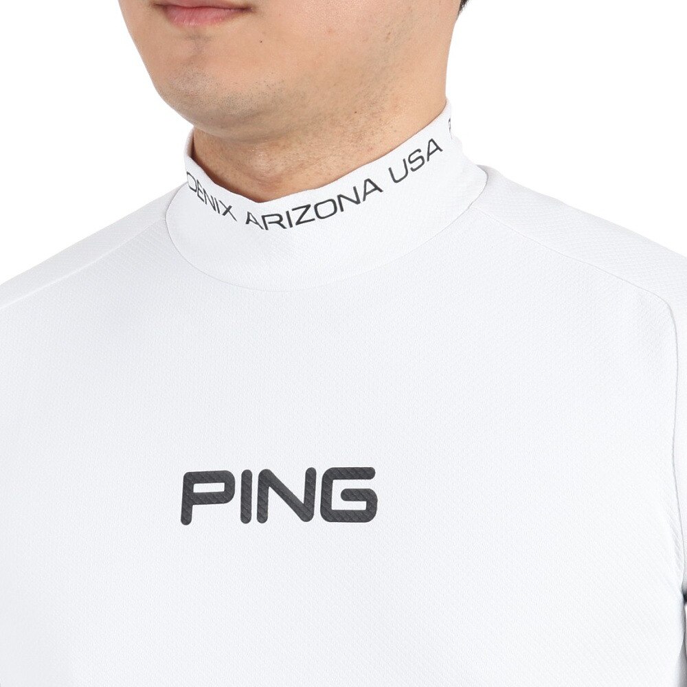 ピン（PING）（メンズ）ゴルフウェア 軽量 半袖 ダイア柄ストレッチメッシュハイネックシャツ 621-3168201-030