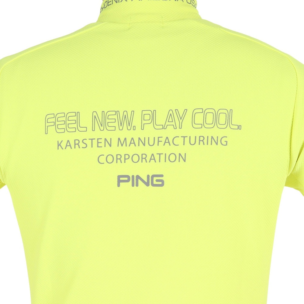 ピン（PING）（メンズ）ゴルフウェア 軽量 半袖 ダイア柄ストレッチメッシュハイネックシャツ 621-3168201-061