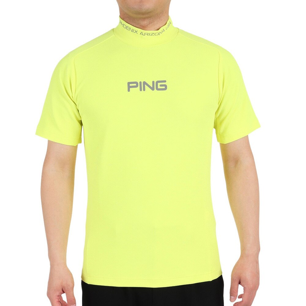 ピン(PING)(メンズ)ゴルフウェア 軽量 半袖 ダイア柄ストレッチ ...
