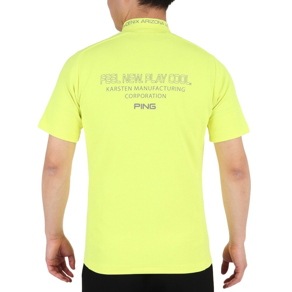 ピン（PING）（メンズ）ゴルフウェア 軽量 半袖 ダイア柄ストレッチメッシュハイネックシャツ 621-3168201-061
