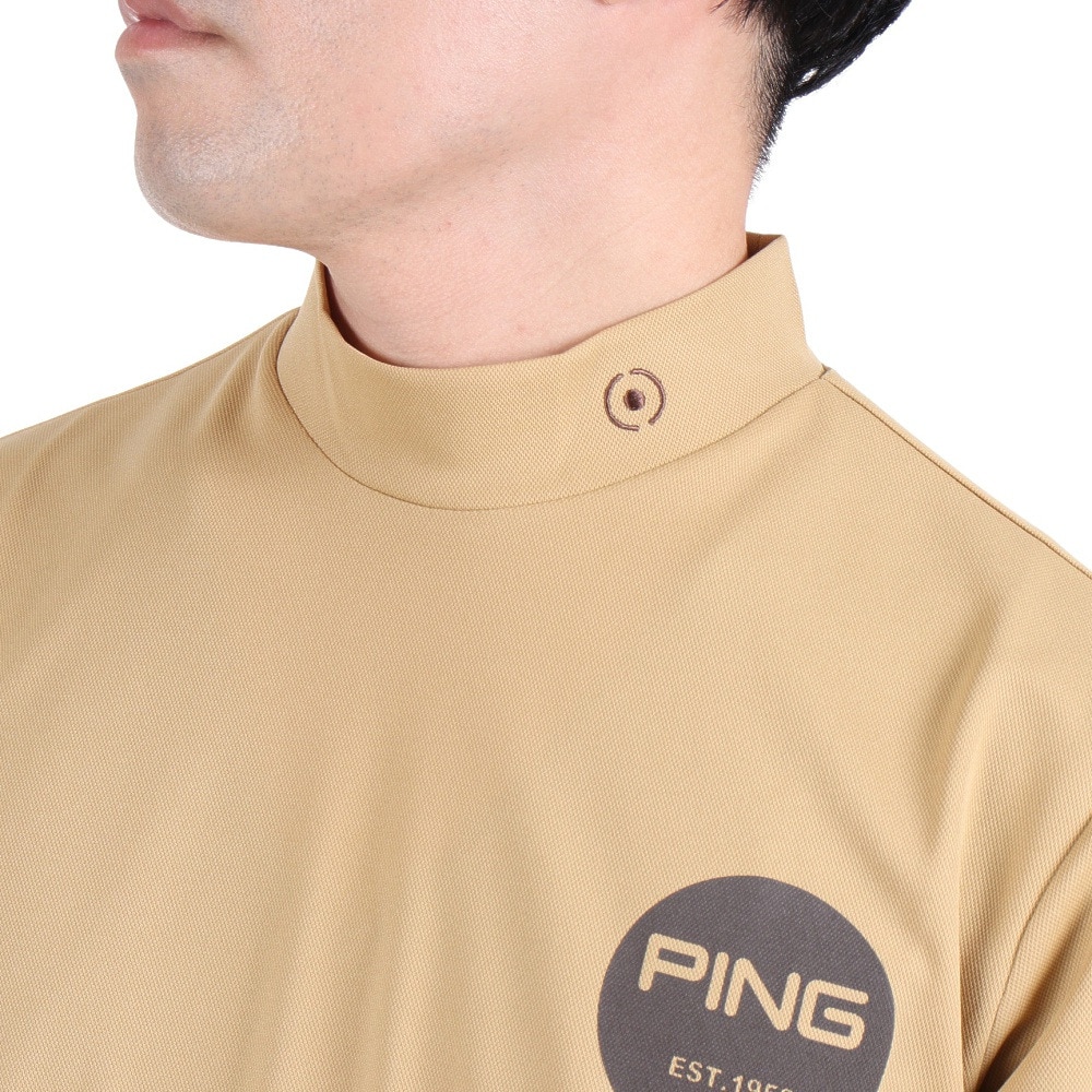 ピン（PING）（メンズ）ゴルフウェア 吸汗 速乾 モックネック 半袖 グラフィックハイネックシャツ 621-3168309-040