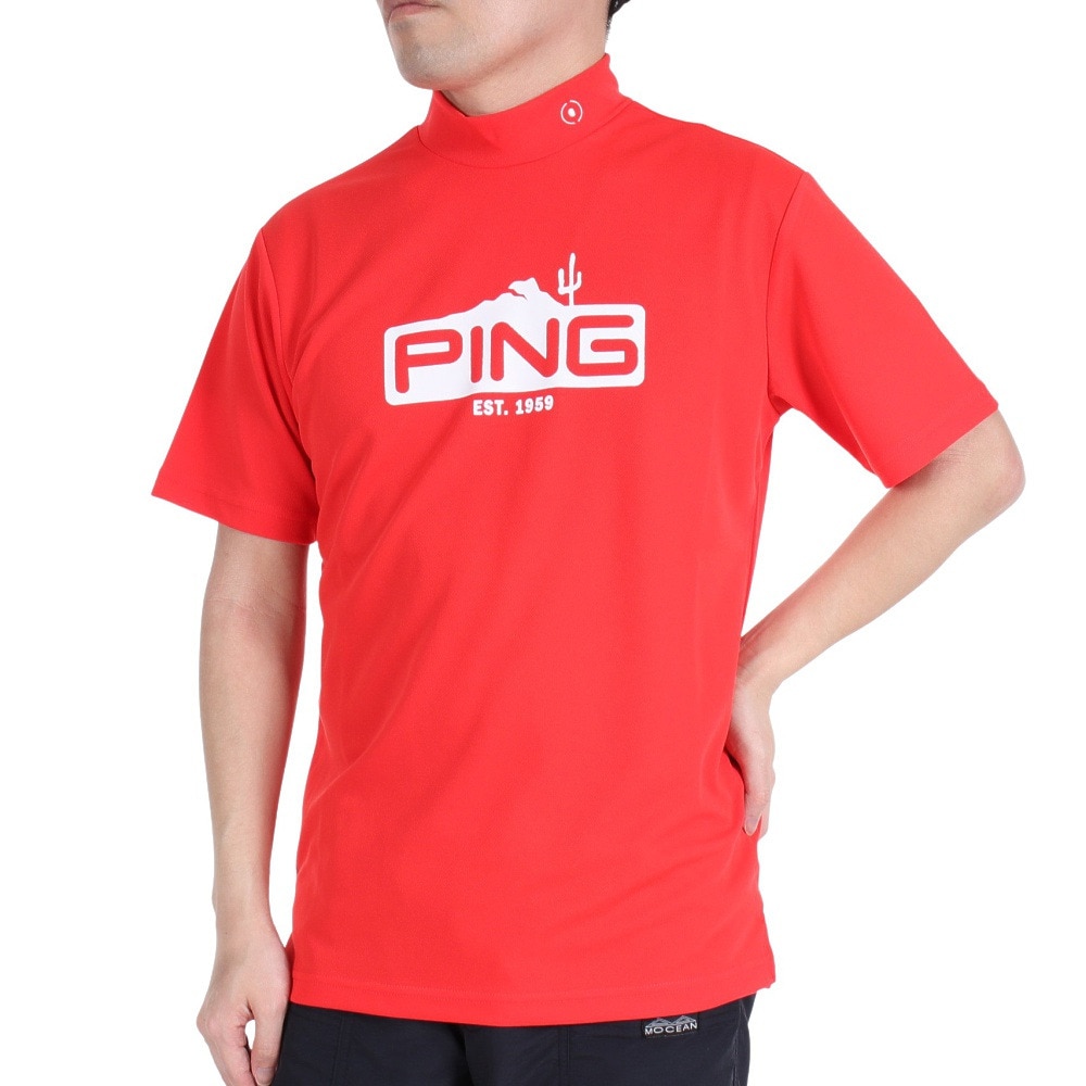 ピン｜ピン（PING）（メンズ）ゴルフウェア モックネック ゴルフ 半袖 メンズ グラフィックハイネックシャツ 621-3168309-100  ゴルフ用品はヴィクトリアゴルフ