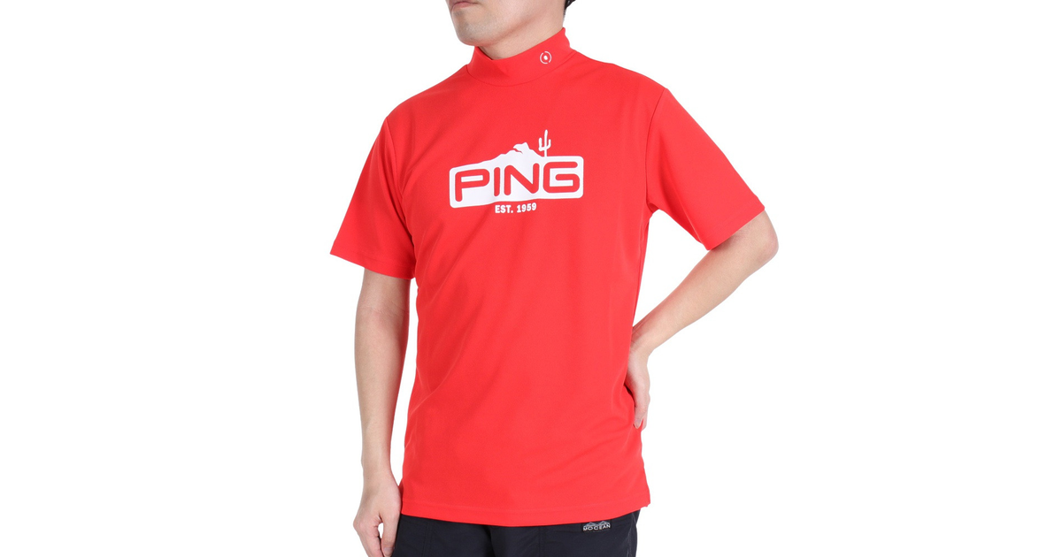 ping ピン 半袖 バックロゴ ハイネック Lサイズ ゴルフウェア イエロー 通販