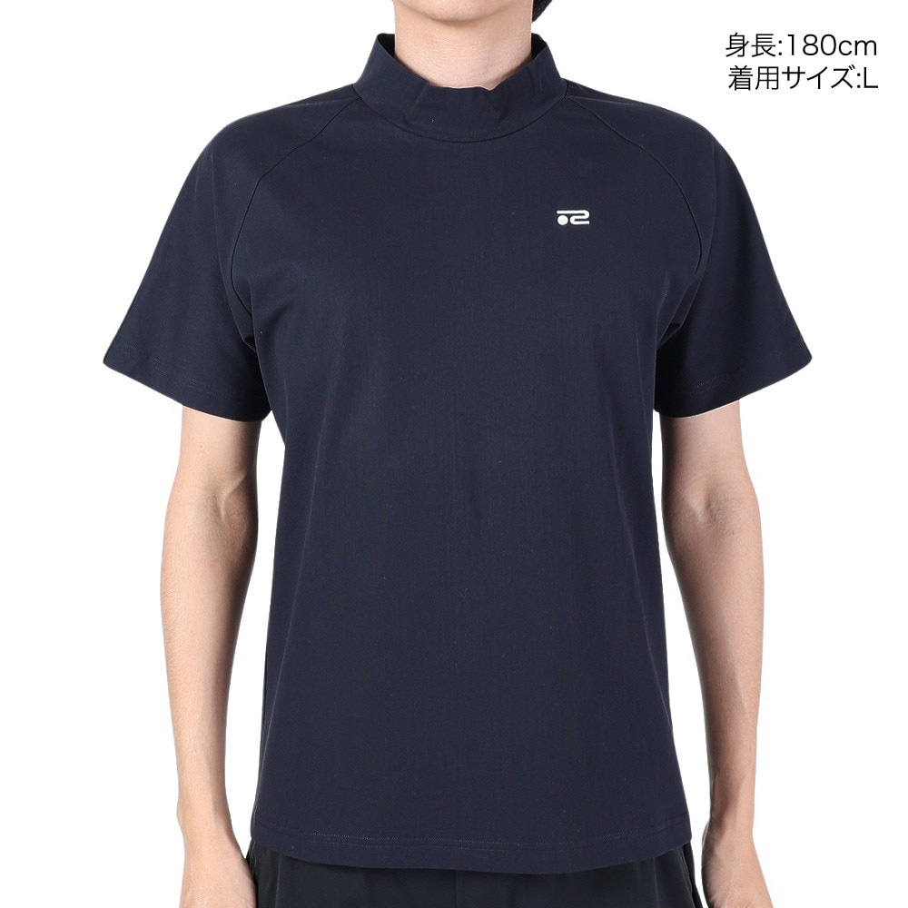 ROSASEN（メンズ）ゴルフウェア 半袖 A-Line モックネックロゴTシャツ 047-29941-098