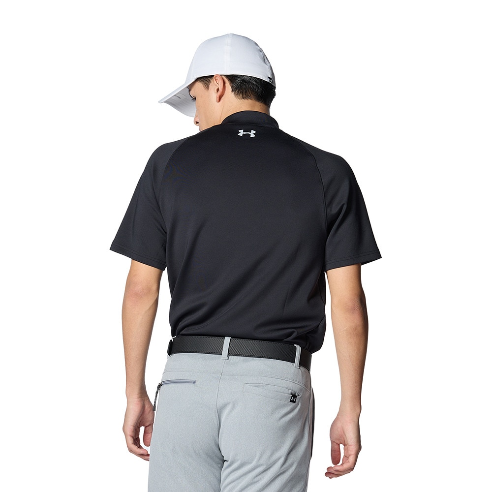 アンダーアーマー（UNDER ARMOUR）（メンズ）ゴルフウェア 半袖 ワードマーク ショートスリーブ モックネック シャツ 1384830 001