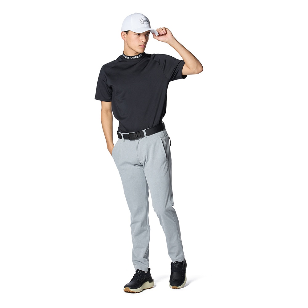 アンダーアーマー（UNDER ARMOUR）（メンズ）ゴルフウェア 半袖 ワードマーク ショートスリーブ モックネック シャツ 1384830 001