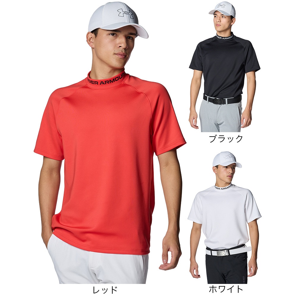 アンダーアーマー（UNDER ARMOUR）（メンズ）ゴルフウェア 半袖 ワードマーク ショートスリーブ モックネック シャツ 1384830 100