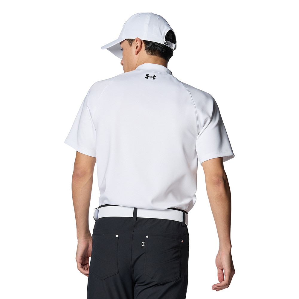 アンダーアーマー（UNDER ARMOUR）（メンズ）ゴルフウェア 半袖 ワードマーク ショートスリーブ モックネック シャツ 1384830 100