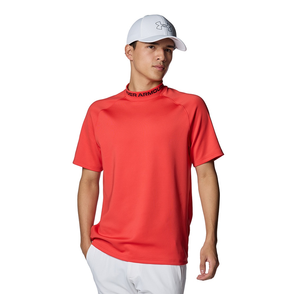 アンダーアーマー（UNDER ARMOUR）（メンズ）ゴルフウェア 通気性 半袖 ワードマーク モックネック シャツ 1384830 814
