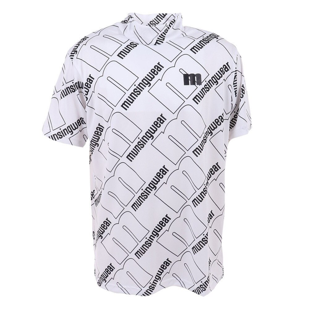 マンシングウエア(MUNSING WEAR)(メンズ)ゴルフウェア 半袖 MOTION3D&SUNSCREEN吸汗速乾ストレッチmロゴ総柄プリントモックネック MEMVJA09 WH00 マンシングウエア(MUNSING WEAR)(メンズ)ゴルフウェア 半袖 MOTION3D&SUNSCREEN吸汗速乾ストレッチmロゴ総柄プリントモックネック MEMVJA09 WH00