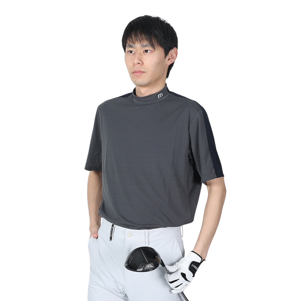 トラヴィスマシュー（Travis Mathew）（メンズ）ゴルフウェア 吸汗速乾 半袖テック モックネックシャツ ストレッチ 7AF074-0BLK