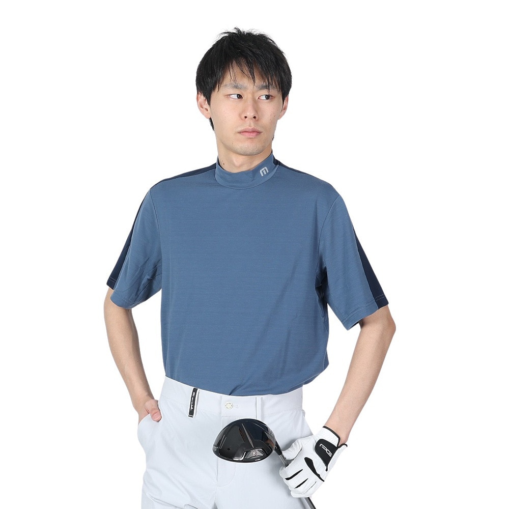 トラヴィスマシュー（Travis Mathew）（メンズ）ゴルフウェア 吸汗速乾 半袖テック モックネックシャツ ストレッチ 7AF074-4NAV