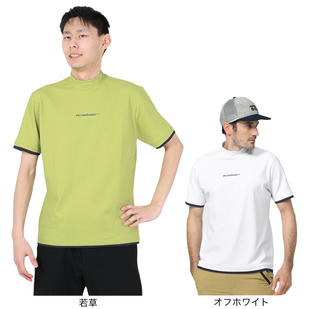 ROSASEN（メンズ）ゴルフウェア 吸水速乾 テクニスタカノコ半袖モックネック 044-21241-023