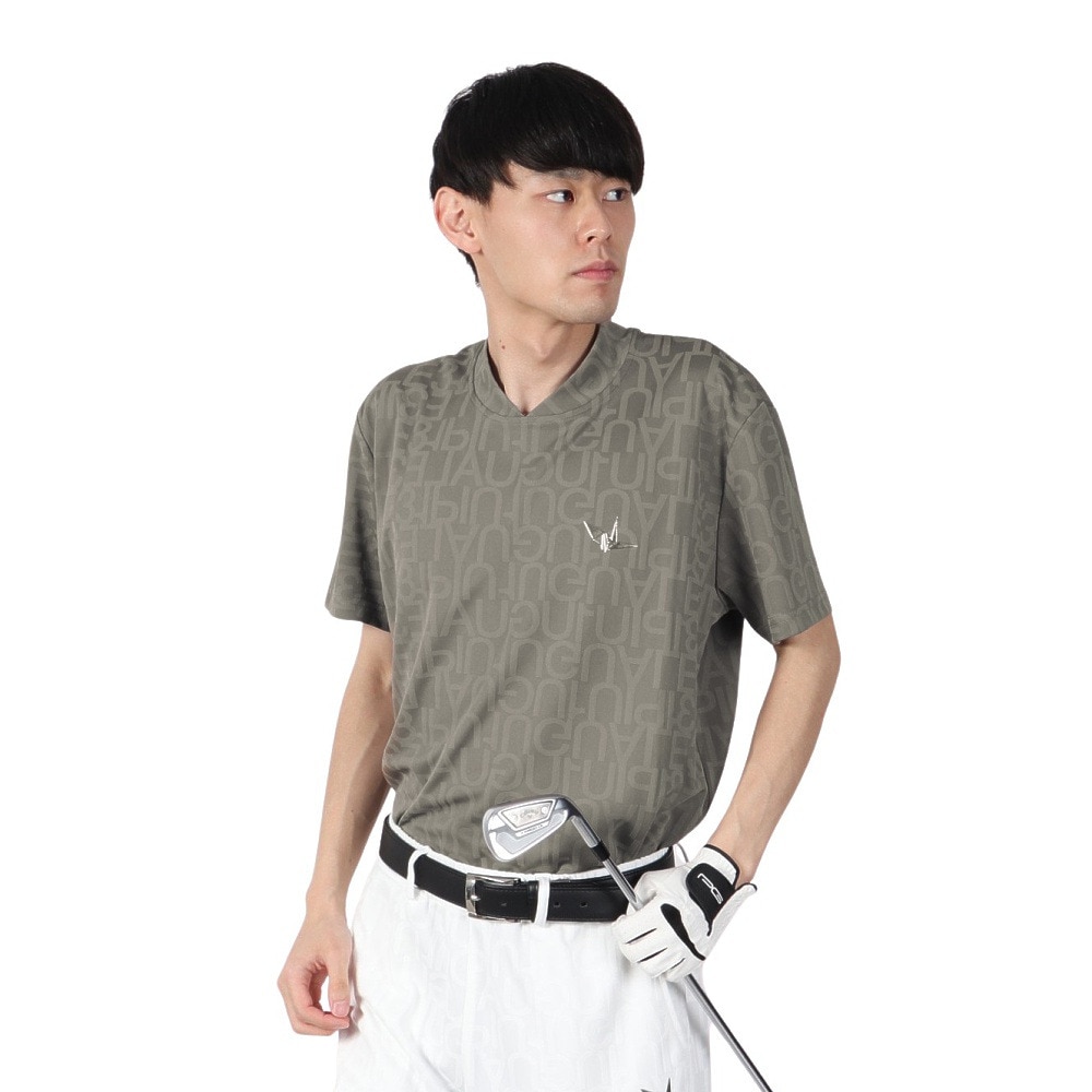 ウノ ピゥ ウノ ウグァーレ トレ（1PIU1UGUALE3）（メンズ）ゴルフ 半袖 モックネック シャツ GRT206 GRY