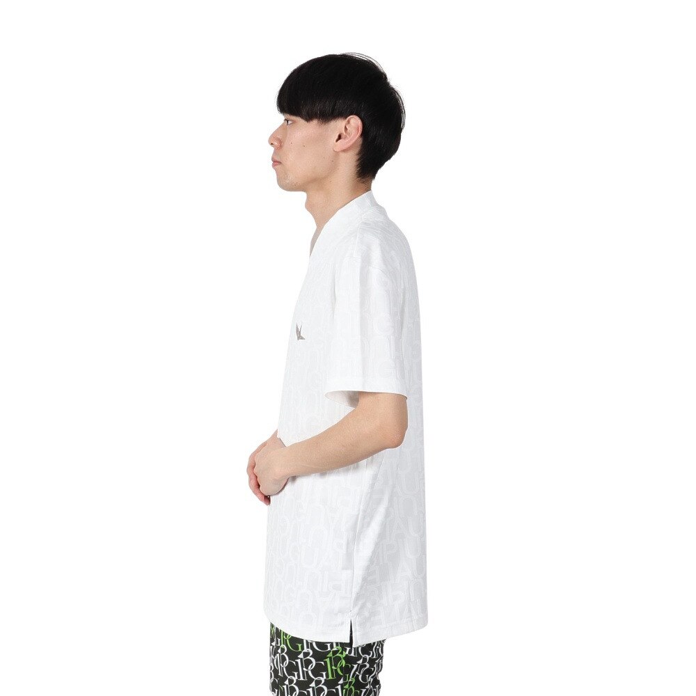 ウノ ピゥ ウノ ウグァーレ トレ（1PIU1UGUALE3）（メンズ）ゴルフ 半袖 モックネック シャツ GRT206 WHT