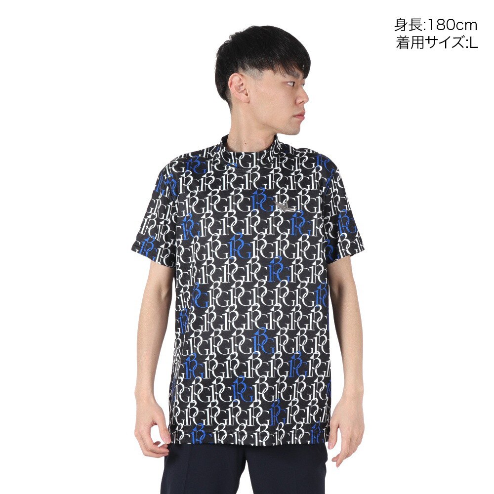 ウノ ピゥ ウノ ウグァーレ トレ（1PIU1UGUALE3）（メンズ）ゴルフ 半袖 モックネック シャツ 113G GRT208 BLK