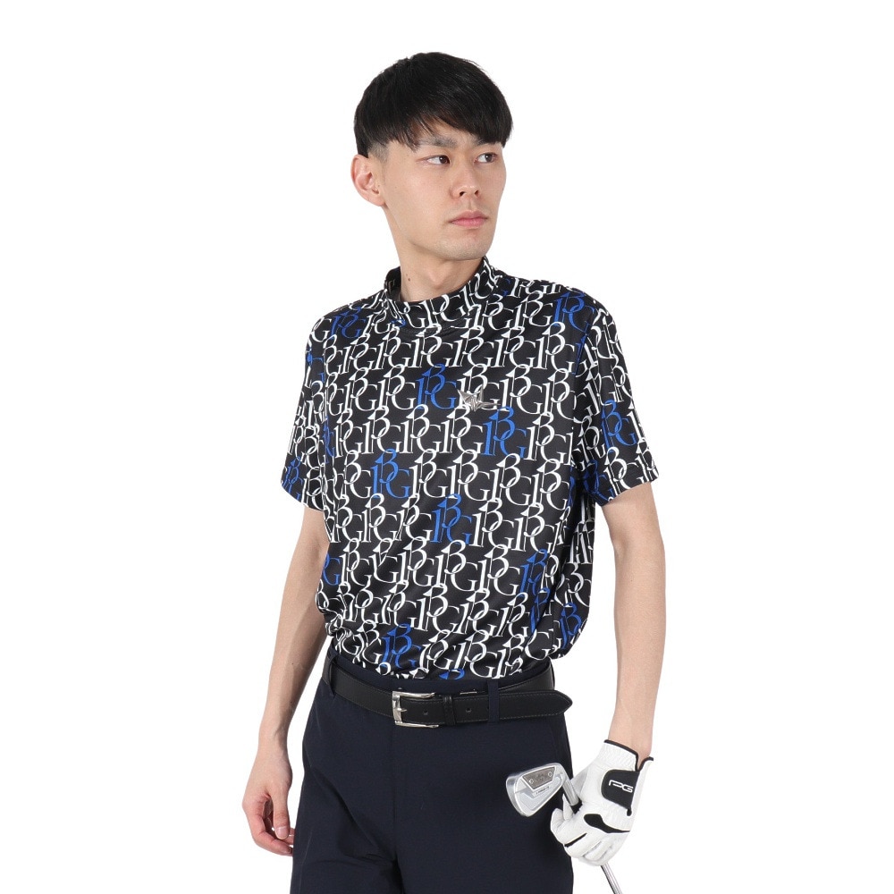 ウノ ピゥ ウノ ウグァーレ トレ（1PIU1UGUALE3）（メンズ）ゴルフ 半袖 モックネック シャツ 113G GRT208 BLK