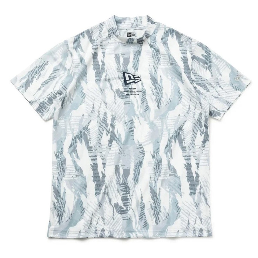 ニューエラ（NEW ERA）（メンズ、レディース）ゴルフウェア 半袖モックネック 吸汗速乾 ミッドネック Tシャツ Tiger Stripe Camo 14109050
