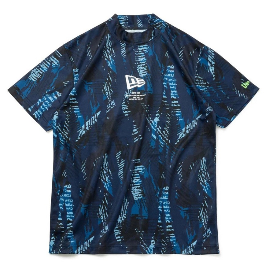 ニューエラ（NEW ERA）（メンズ、レディース）ゴルフ モックネック 半袖 ミッドネック Tシャツ Tiger Stripe Camo 14109051