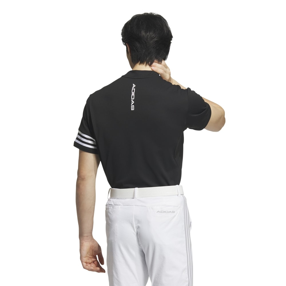 アディダス（adidas）（メンズ）ゴルフウェア 吸汗速乾 モックネック半袖 3ストライプス メッシュベントモック IKK67-IN9052BK