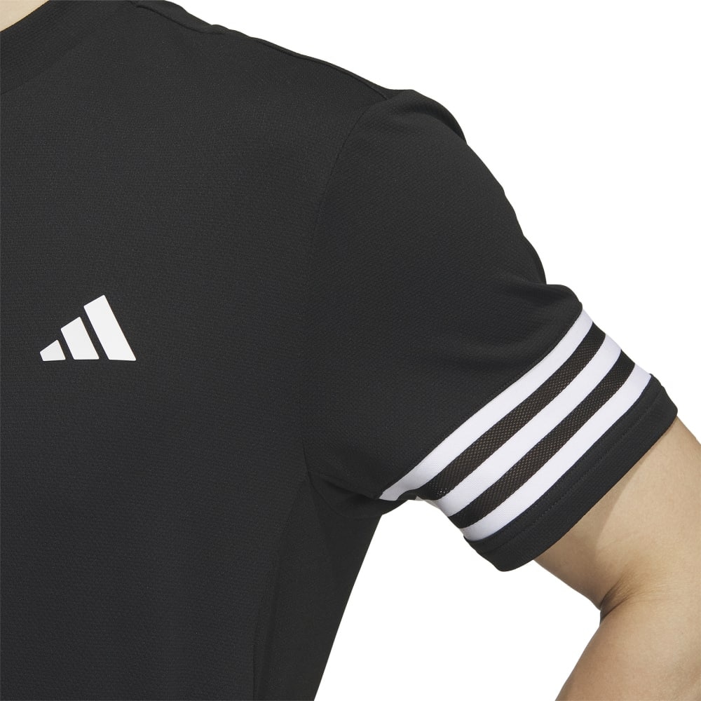 アディダス（adidas）（メンズ）ゴルフウェア 吸汗速乾 モックネック半袖 3ストライプス メッシュベントモック IKK67-IN9052BK