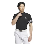 アディダス（adidas）（メンズ）モックネック ゴルフ 半袖 3ストライプス メッシュベントモック IKK67-IN9052BK