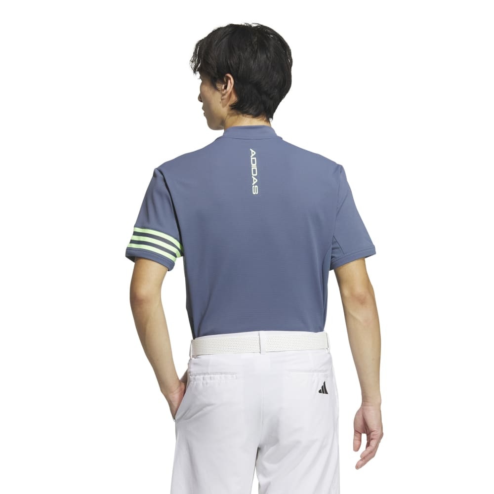 アディダス（adidas）（メンズ）ゴルフウェア 半袖 吸汗速乾 3ストライプス メッシュベントモック IKK67-IN9054NVY