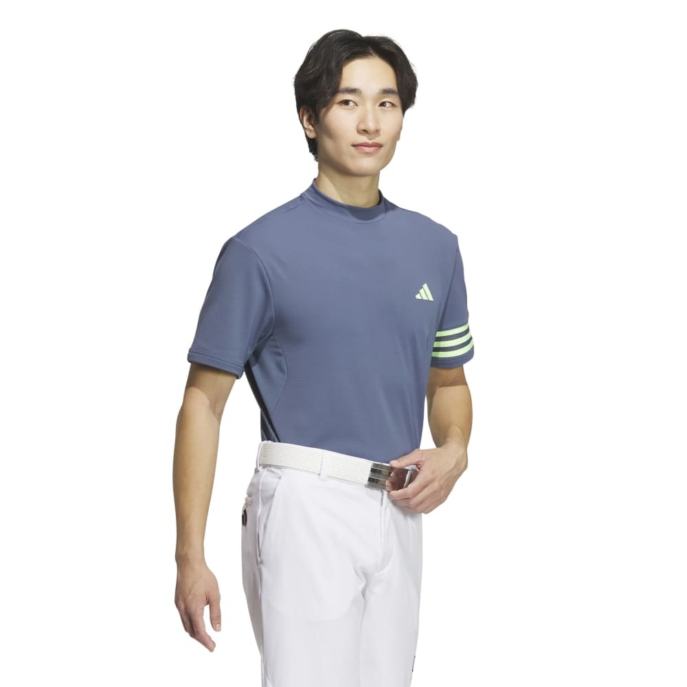 アディダス（adidas）（メンズ）ゴルフウェア 半袖 吸汗速乾 3ストライプス メッシュベントモック IKK67-IN9054NVY
