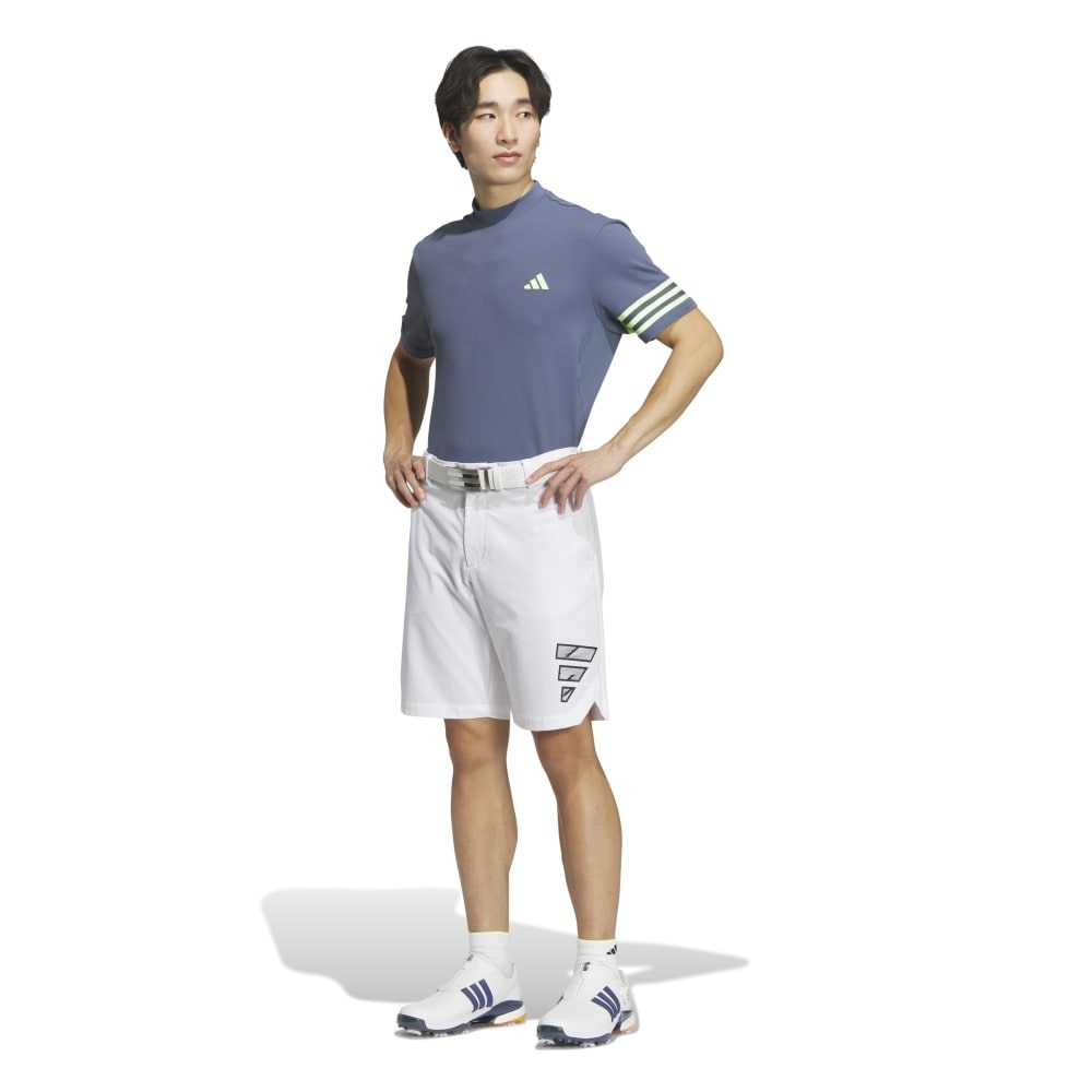 アディダス（adidas）（メンズ）ゴルフウェア 半袖 吸汗速乾 3ストライプス メッシュベントモック IKK67-IN9054NVY