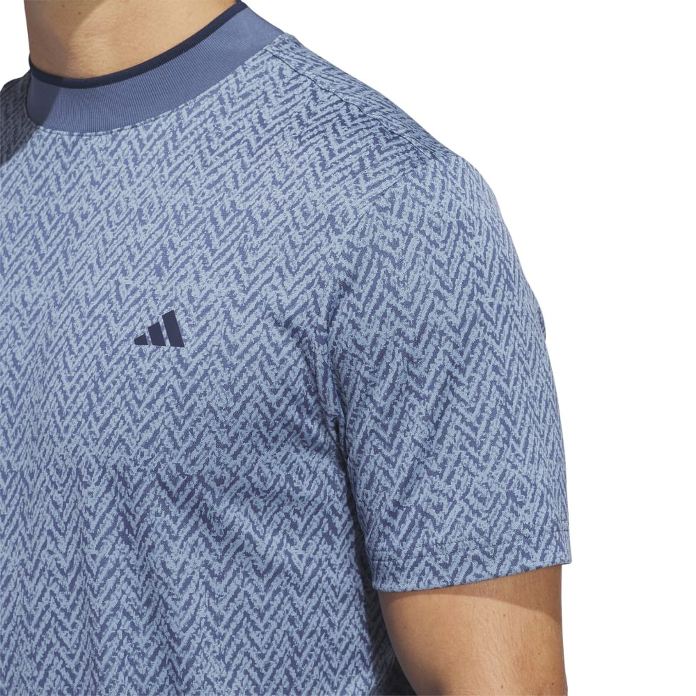 アディダス（adidas）（メンズ）ゴルフウェア 半袖 吸汗速乾 ミニヘリンボーン ストレッチドライモック KOW02-IU4406NVY