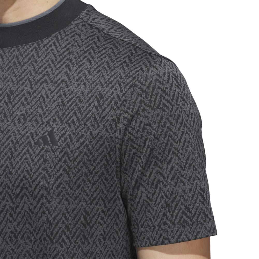 アディダス（adidas）（メンズ）ゴルフウェア 半袖 吸汗速乾 ミニヘリンボーン ストレッチドライモック KOW02-IU4407BK