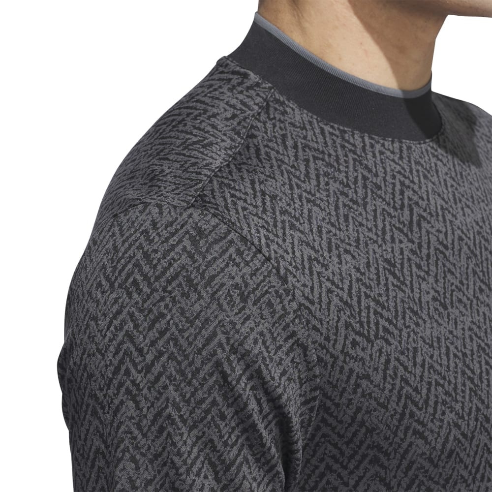 アディダス（adidas）（メンズ）ゴルフウェア 半袖 吸汗速乾 ミニヘリンボーン ストレッチドライモック KOW02-IU4407BK