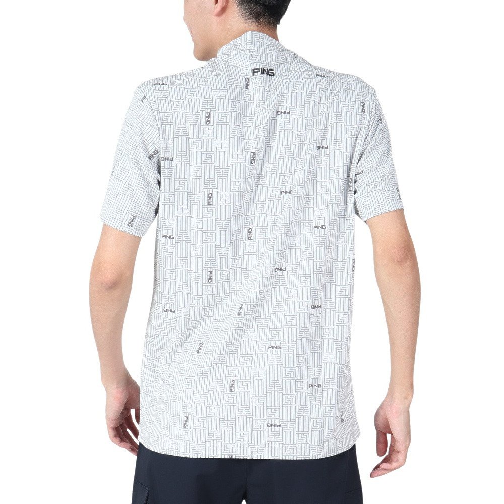 ピン（PING）（メンズ）ゴルフウェア 吸汗速乾 モックネック AZモノグラムジャカード 半袖ハイネックカットソー 621-4167203-030