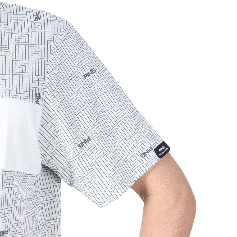 ピン（PING）（メンズ）ゴルフウェア 吸汗速乾 モックネック AZモノグラムジャカード 半袖ハイネックカットソー 621-4167203-030