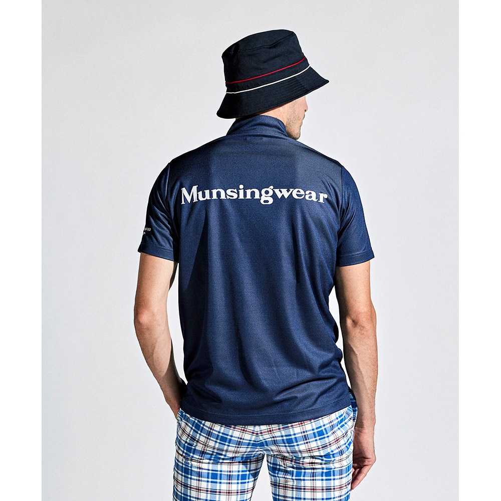 マンシングウエア（MUNSING WEAR）（メンズ）ゴルフウェア MOTION3Dパネルジャカードハーフジップ半袖シャツ MGMXJA09 NV00