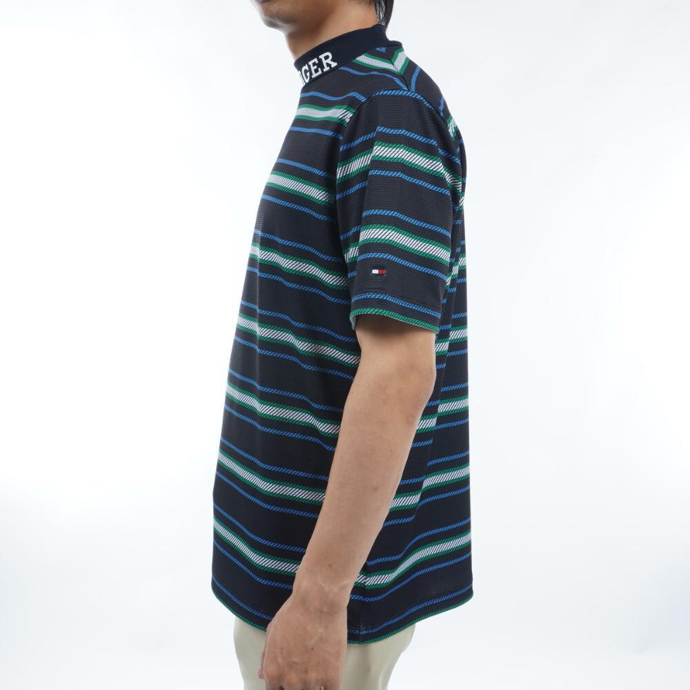 トミー ヒルフィガー ゴルフ（TOMMY HILFIGER GOLF）（メンズ）ゴルフウェア マルチボーダー半袖モックネック THMA406-NVY