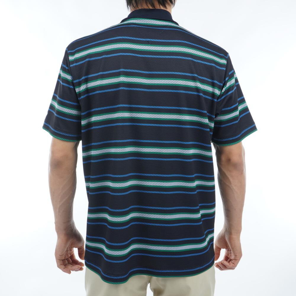 トミー ヒルフィガー ゴルフ（TOMMY HILFIGER GOLF）（メンズ）ゴルフウェア マルチボーダー半袖モックネック THMA406-NVY
