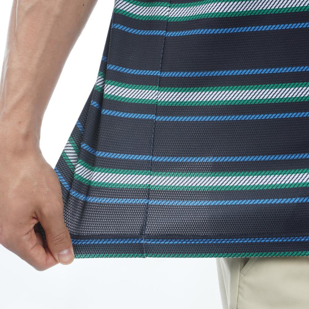 トミー ヒルフィガー ゴルフ（TOMMY HILFIGER GOLF）（メンズ）ゴルフウェア マルチボーダー半袖モックネック THMA406-NVY