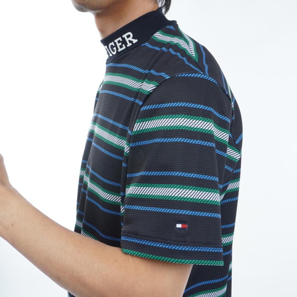 トミー ヒルフィガー ゴルフ（TOMMY HILFIGER GOLF）（メンズ）ゴルフウェア マルチボーダー半袖モックネック THMA406-NVY