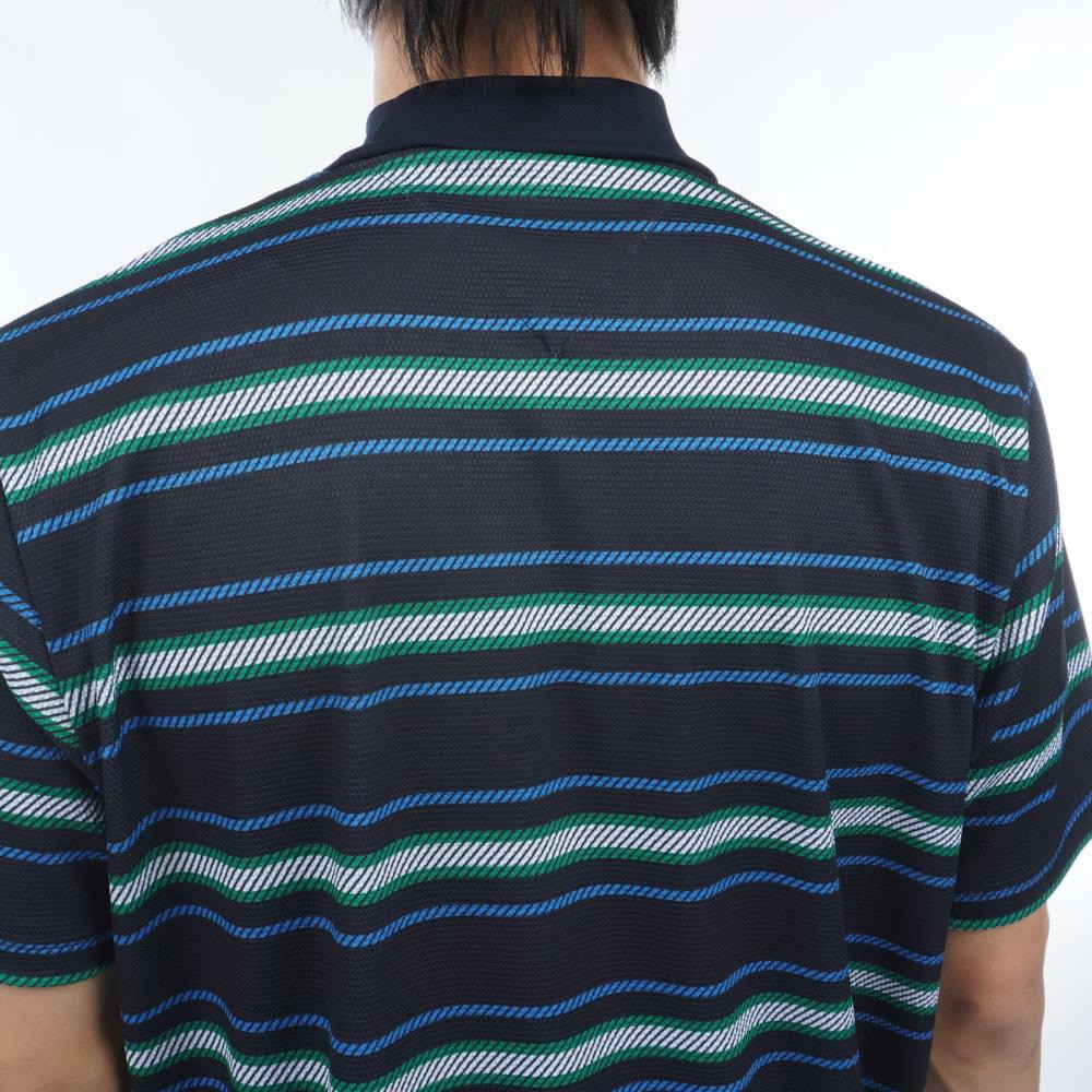 トミー ヒルフィガー ゴルフ（TOMMY HILFIGER GOLF）（メンズ）ゴルフウェア マルチボーダー半袖モックネック THMA406-NVY